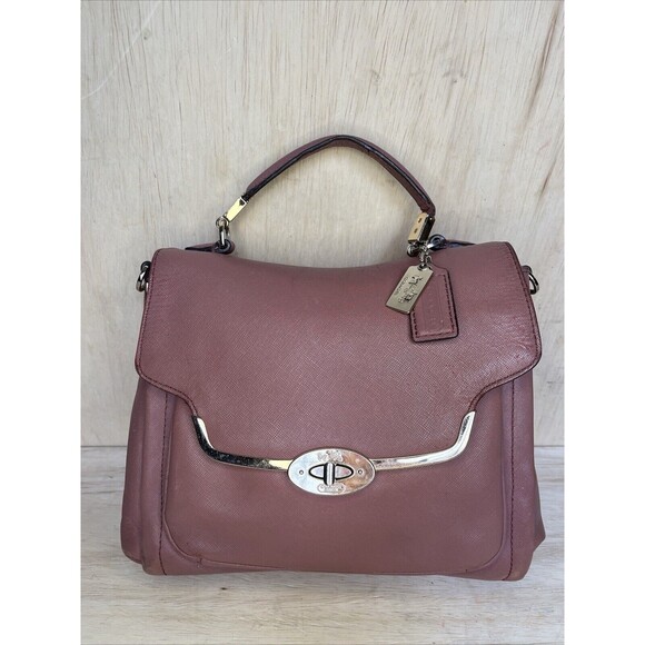 COACH MADISON SADIE SAFFIANO LEATHER SATCHEL BAG PURSE PINK MAUVE 27350 - Picture 1 of 16